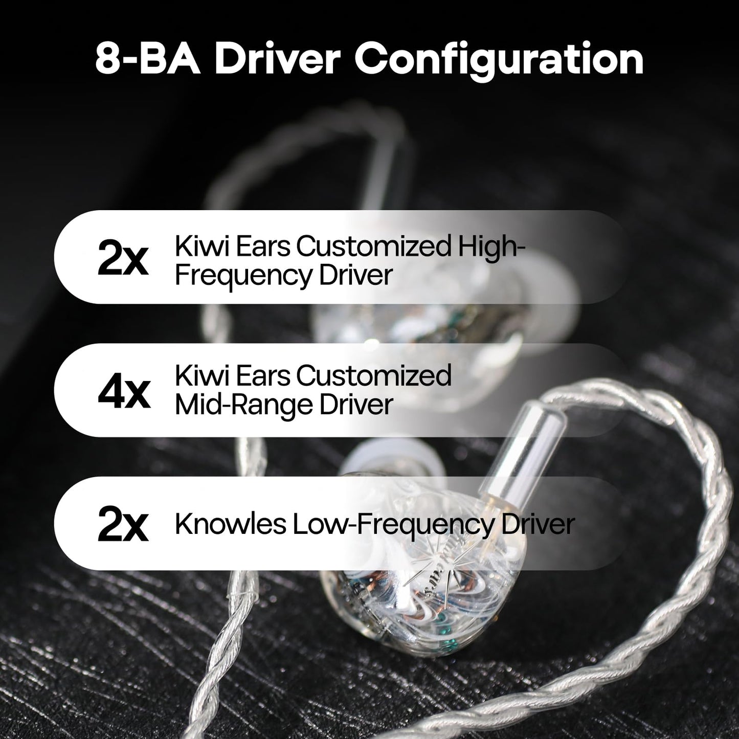 HIFIXAUDIO Kiwi Ears Orchestra Lite in Ear Monitor, Custom 8BA HiFi Earphone, Studio Monitor Headphone, Wired Earbuds with Detachable OFC Cable, Handcrafts Faceplate for Audiophile Musician (Blue)