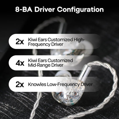 HIFIXAUDIO Kiwi Ears Orchestra Lite in Ear Monitor, Custom 8BA HiFi Earphone, Studio Monitor Headphone, Wired Earbuds with Detachable OFC Cable, Handcrafts Faceplate for Audiophile Musician (Blue)