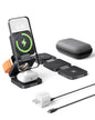 Qi2 Certified 3 in 1 Travel Charger MagSafe Compatible, Upgraded Foldable Wireless Charger Stand, Mag-Safe 3 in 1 Charging Station,15W Fast Charging for iPhone 17/16/15/14/13/12, Apple Watch, AirPods
