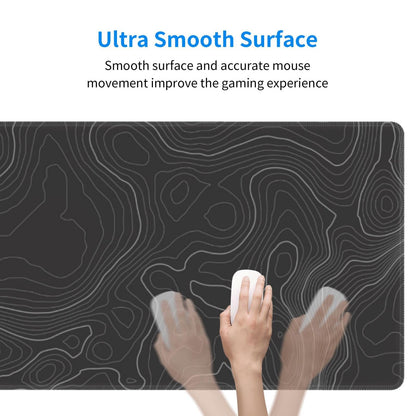 Topographic Contour Extended Big Mouse Pad Large,Gaming Mouse Pad Desk Pad,31.5×11.8 Inch Long Computer Keyboard Mouse Mat Mousepad with 3mm Non-Slip Base and Stitched Edge for Gaming and Office