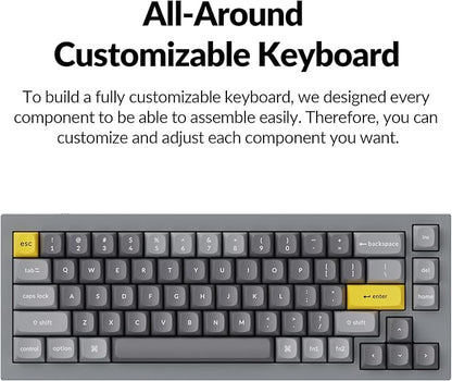 Keychron Q2 Wired Custom Mechanical Keyboard, QMK/VIA Programmable Macro, Full Aluminum, Hot-Swappable Gateron G Pro Red Switch, 65% Layout Double Gasket Compatible with Mac and Windows - Grey