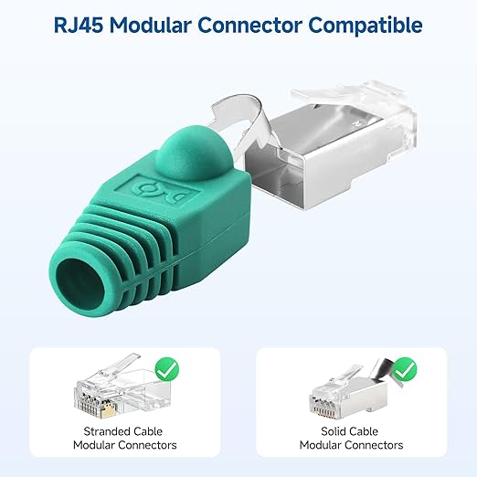 Cable Matters 100-Pack Cat6 / Cat5e RJ45 Strain Relief Boots, RJ45 Boot, Cat 6 Ethernet Boots, Multicolored, Fits 6.5mm (0.25in) Ethernet Cables