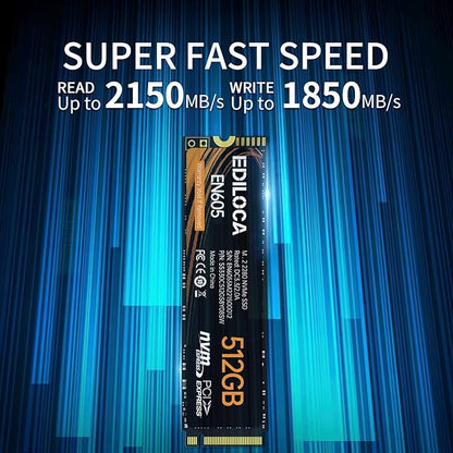 EN605 512GB M.2 SSD, NVMe1.3 PCIe Gen3 x4 SSD TLC, Internal Hard Drive, M.2 2280 - Read/Write Speed up to 2150/1600 MB/s - Internal SSD Compatible with Laptop & PC Desktop