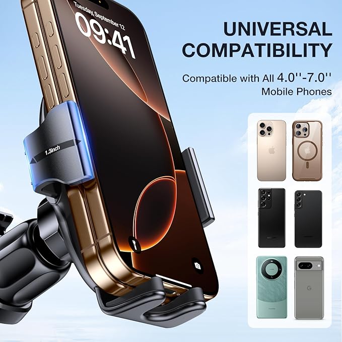 miracase Upgraded-2nd Generation Universal Phone Holders for Your Car, Hands Free Air Vent Car Phone Holder Mount Compatible with iPhone 16/15/14/13/12/11 Series and All Phones