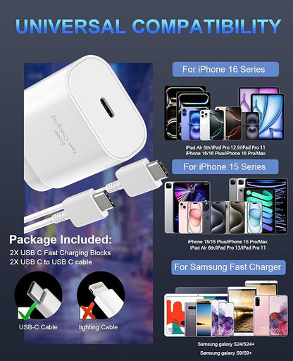 iPhone 16 15 Charger Fast Charging,30W USB C iPhone 16 15 Pro Max Charger Block &10FT Long Type C Cable Cord for iPhone 16/16 Pro Max/15/15 Pro Max/15 Plus/iPad Pro 12.9/11,Android Phone for S25Ultra