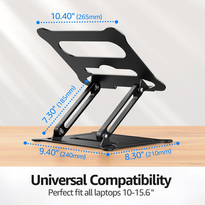 Urmust Adjustable Laptop Stand for Desk, 10-15.6“ Laptop Riser, Black