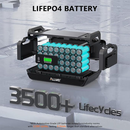 ALLWEI 2400W Portable Power Station and 2x B200 PRO Expansion Battery, 6144Wh LiFePO4 Battery 4 AC Outlets Up to 2400W for Home, Outdoor Camping, RV, With 1500W AC Charging &1200W Solar Charging