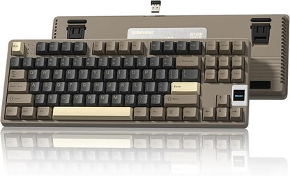 QK87 75% Keyboard with Multimedia Screen, QMK/VIA Wireless Gaming Keyboard, Creamy Mechanical Key Board,3-Mode RGB Custom Gasket Hot Swappable for Windows&Mac, POM Linear Switch (Green Brown)