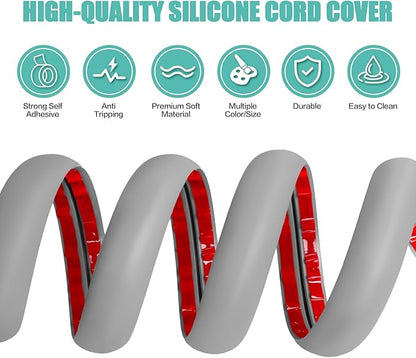 Floor Cord Cover Self Adhesive Cord Hider,20FT Cable Management, Extension Strip Protector for Wires, Prevent Cable Trips for Offices, Gyms, Exhibitions Cavity:0.39"(W) x 0.27"(H) Gray