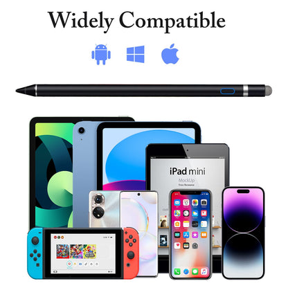 Stylus Pens Compatible for iOS&Android Touch Screens, iPad Pencil with Dual Touch Function, Fine Point Rechargeable Stylus Pen for iPad/Android/iPhone/Cellphone/Tablet Pen/Nintendo Switch 2 - Black