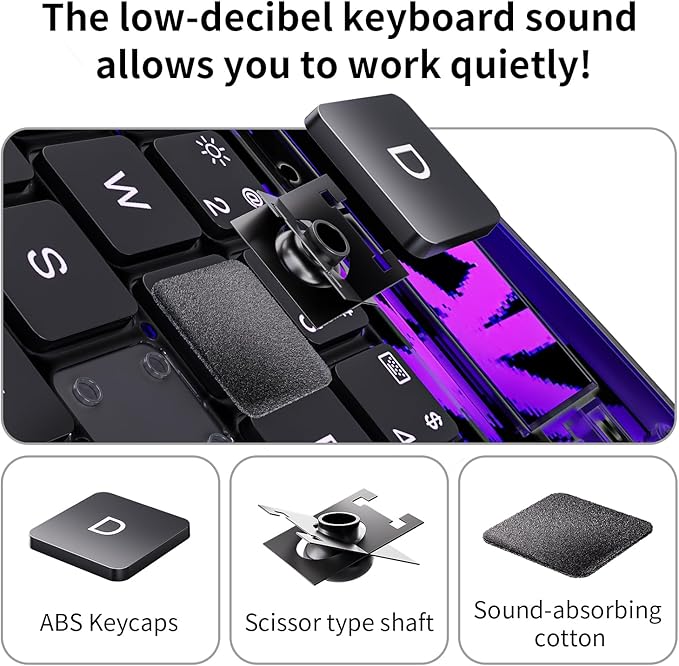 iPad Keyboard Case for iPad 10th Gen (2022) & 11th (A16, 2025), Magic Wireless Keyboard with Trackpad 7 Color Backlit 360° Rotating Stand Transparent Protective Cover with Pencil Holder (Purple)