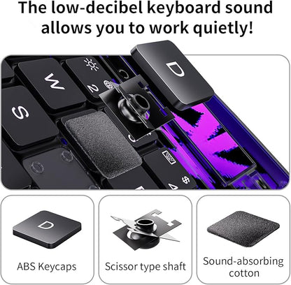 iPad Keyboard Case for iPad 10th Gen (2022) & 11th (A16, 2025), Magic Wireless Keyboard with Trackpad 7 Color Backlit 360° Rotating Stand Transparent Protective Cover with Pencil Holder (Purple)