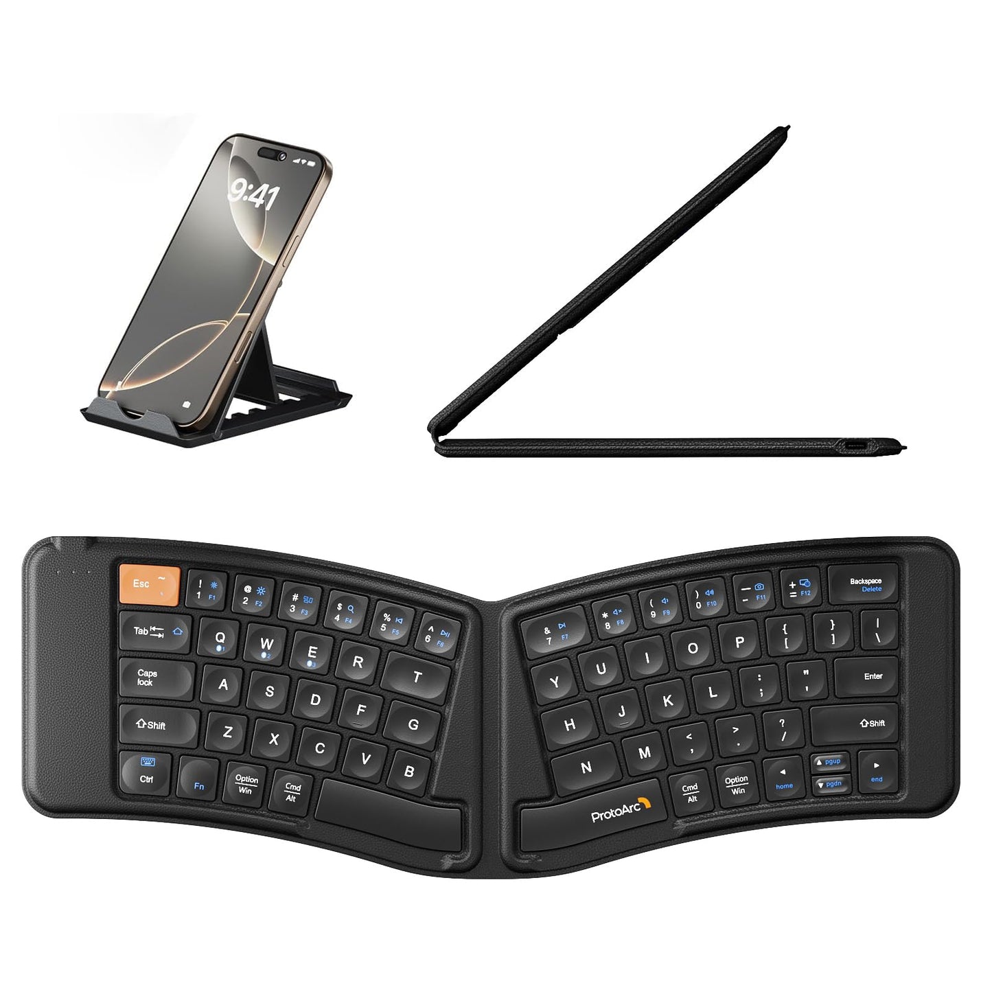 ProtoArc XK03 Ergonomic Foldable Keyboard for iPad, iPhone, Tablet, Laptop