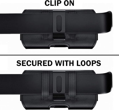 DeBin Case for Galaxy S25 Ultra S24 Ultra 5G, S24 FE, S23 Ultra, S22 Ultra, S21 Ultra, Note 20 Ultra - Cell Phone Belt Holster with Clip Pouch Holder Cover (Fits Samsung Phone with Case on) Black