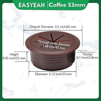 5 Pcs Desk Grommet 2-1/16" / 53 mm, Desk Hole Cover for Cables Coffee, Cable Grommet ABS Plastic, Desk Hole Grommet for Home & Office Pc, Detachable Cable Cord Organizer