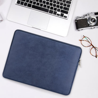 RAINYEAR 13 Inch Laptop Sleeve PU Suede Leather Case Padded Bag, Deep Blue