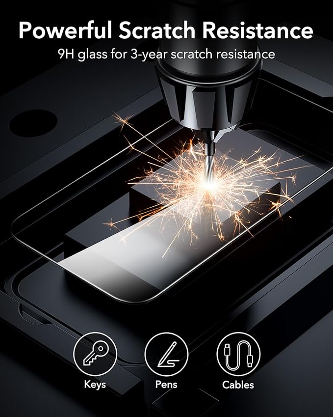 ESR 3 Pack for iPhone 16 / iPhone 15 Screen Protector, [9H Hardness] [Military Grade Shatterproof] Full Coverage Tempered Glass Film with Easy Installation Tool, HD Clear, Scratch Resistant