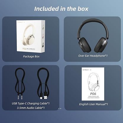FunHub Active Noise Cancelling Headphones,Wireless Headphones BT 6.0 with Transparent Mode,Hi-Res Audio,Deep Bass,160H Playtime Foldable Storage Over Ear Headset for Gaming/Work/Travel-Black