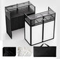 Portable DJ Booth Table,Foldable DJ Table Stand with White & Black Scrim,Adjustable DJ Facade Booth Station Metal Frame with Cable Hole for Private Events, Clubs, Bars (40x20 Double Deck)