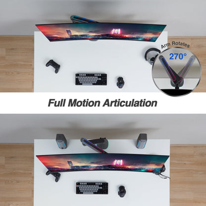 AVLT Single 27”-45” RGB Gaming Monitor Arm Desk Mount - Dark Gray