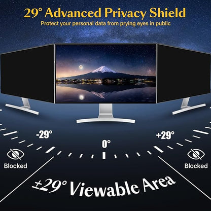 Magnetic Computer Privacy Screen Filter 27 inch for 16:9 Widescreen Monitor Desktop PC, 27in Hanging Removable Anti Blue Light Glare Eye Protection Shield, Anti Spy Screen Protector Panel