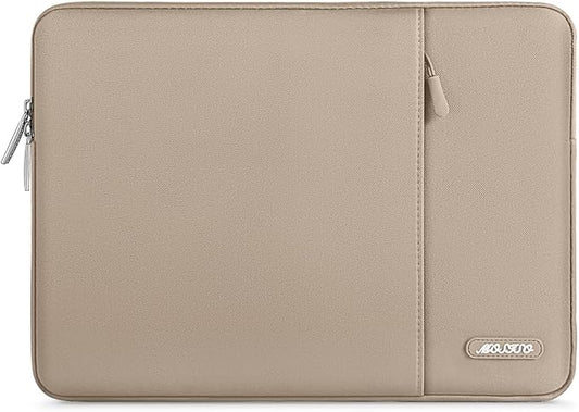 MOSISO Laptop Case 13.3 inch, 13-13.3 inch Laptop Sleeve Compatible with MacBook Air/Pro 13 / Pro 14, HP Dell ASUS Lenovo Notebook, Polyester Vertical Computer Sleeve Bag with Pocket, Taupe Brown
