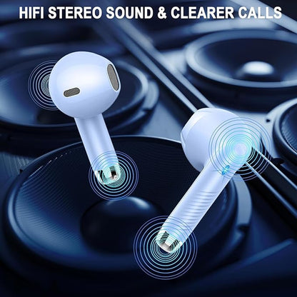 Wireless Earbuds Bluetooth 5.4 , Ear Buds LED Power Display Headphones 6D Stereo, Bluetooth Earbuds in-Ear Noise Cancelling Mic, 40H Playback Mini Case IP7 Waterproof Sports Earphones for Android iOS