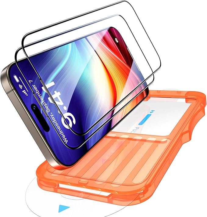 Uyiton UnBreak-Glass for iPhone 15 Pro Max Screen Protector, [Ultrasonic Fingerprint Support][Auto-Alignment Frame] Scratch-Resistant Bubble-Free 15 Pro Max Screen Protector(6.7''), 2 Pack