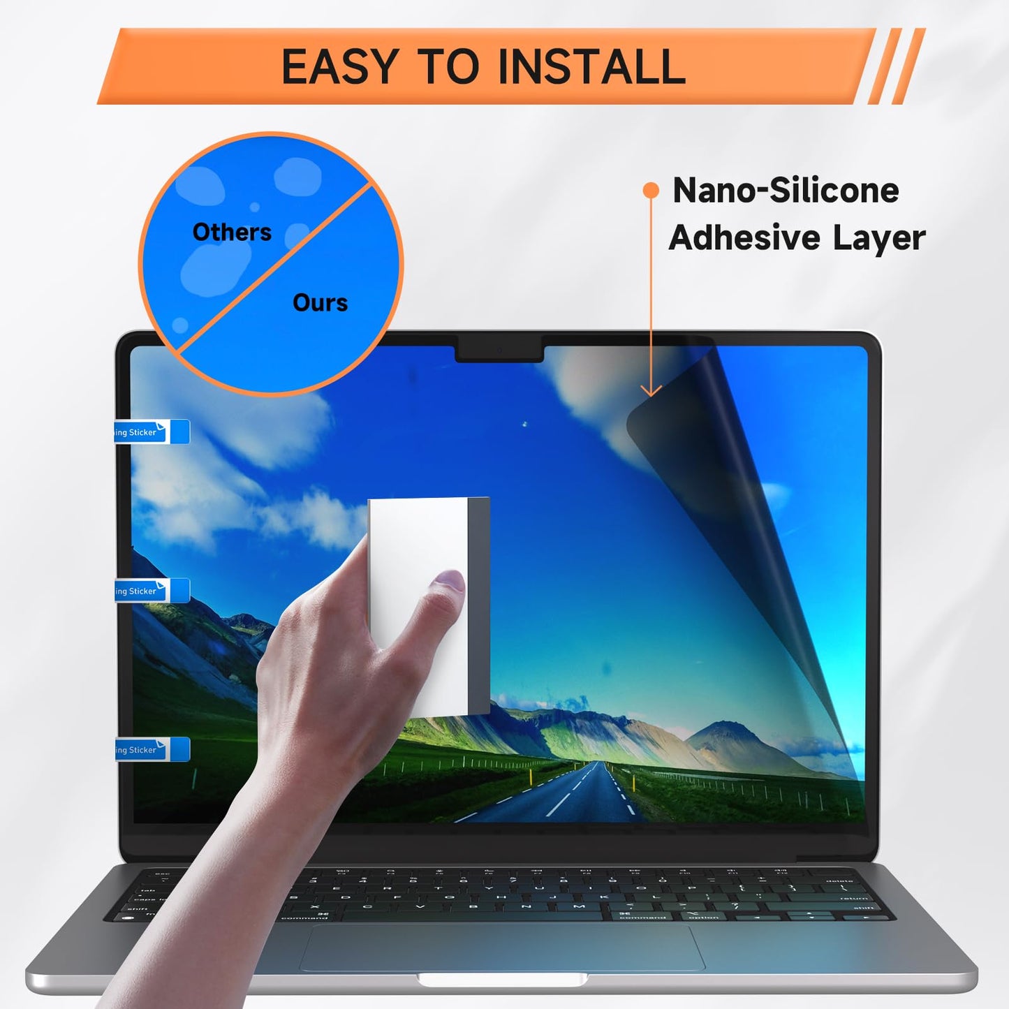 360° Privacy Screen for MacBook Pro 14 Inch (2021-2026, M1, M2, M3, M4, M5, Pro, Max), Anti Glare Blue Light Filter, Nano No Glue Anti Spy Black Protector for Mac Pro 14In Laptop Computer