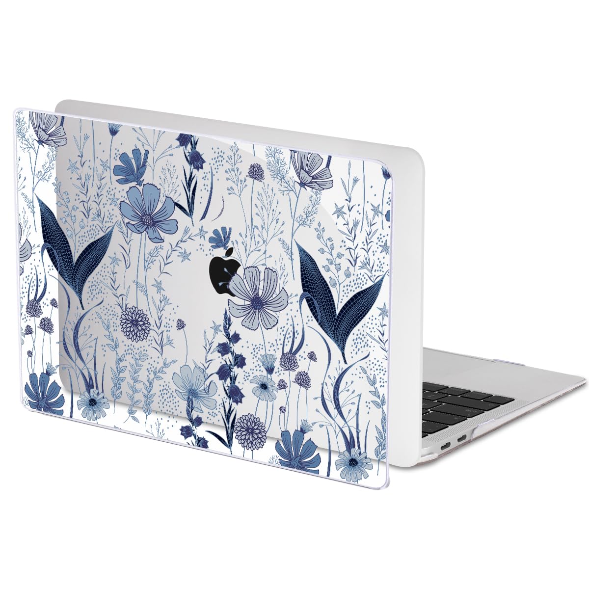 LCMOCICO for MacBook Pro 13 Inch Case 2022 2021 2020 Release A2338 M2 M1 A2251 A2289, Plastic Hard Shell Case for MacBook Pro 13.3 inch with Touch Bar & Touch ID, Navy Blue Wild Flowers