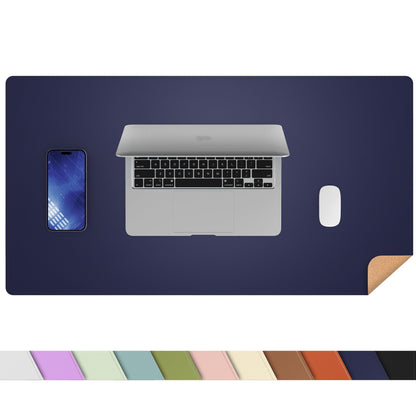 AFIING Cork Desk Mat 23.6 x 13.7, Dual-Sided Cork & PU Leather Desk Pad, Waterproof Non-Slip Desk Protector for Home Office, Study Desk & Minimalist Workspace Blue