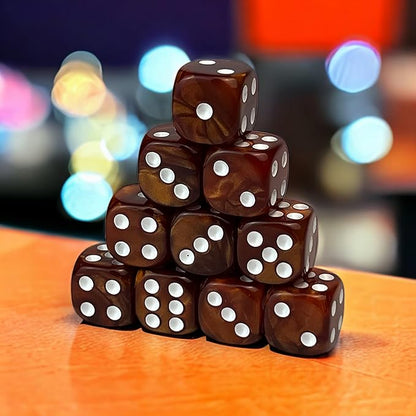 Luck Lab 10 Piece D6 Dice Pack - Acrylic Dice for RPG MTG DND Dice Table Games and Board Games (Brown Pearl)