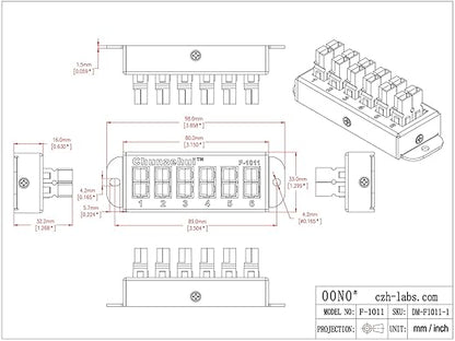 F-1011 6-Position 45A Power Pole Distribution Block Module, Connector Power Splitter Distributor Source Strip.