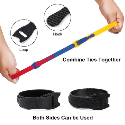 OneLeaf 180Pcs Reusable Cable Ties with Hook and Loop, 4 Inch Wire Ties