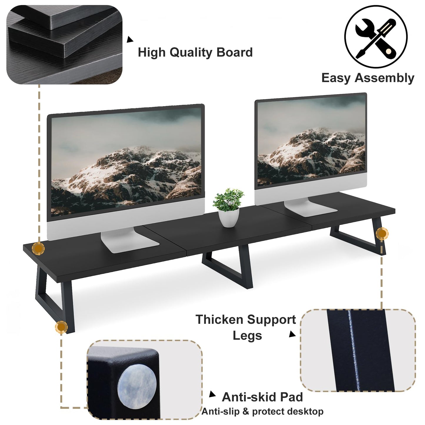 TEAMIX 42 inch Large Dual Monitor Riser, Desk Organizer Stand for TV Laptop