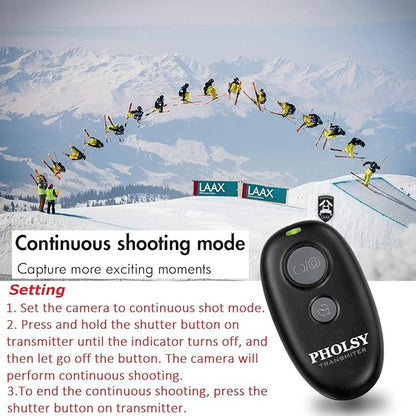 PHOLSY Wireless Shutter Release Remote Control for Sony a1, a9, 9M2, a7M4, a7M3, a7RM2, a7RM3, a7RM4, a3500, a6600, a6500, a6400, a6100, RX100M4, RX100M6, RX100M7, RX10M4, HX99, a68, a77, a350