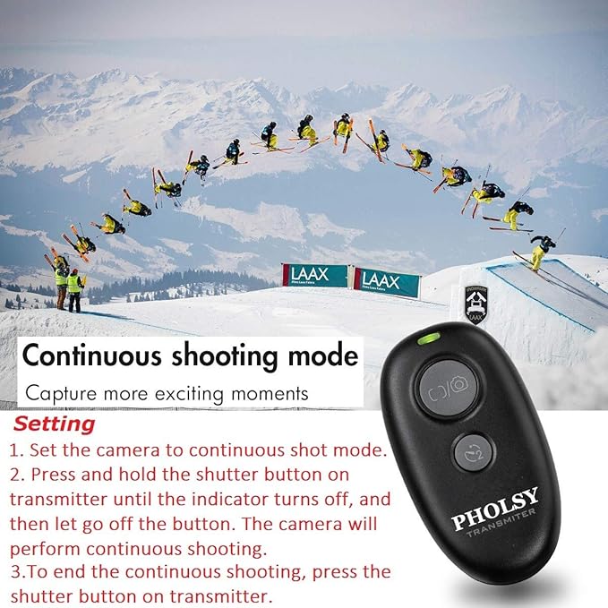 PHOLSY Wireless Shutter Camera Remote Release Control for Panasonic S5, S1H, S1R, S1M, S1, G95, G91, G90, G9, FZ1000 II, G80, G81, G85, GH5, GH6, G95, G7, GH7, GX8, G6, G5
