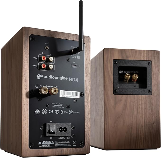 Audioengine HD4 Powered Bookshelf Speakers – Bluetooth 5.3 aptX Adaptive,