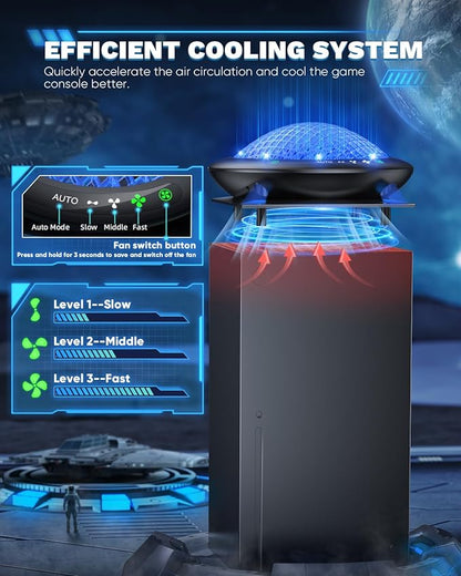 UFO Cooling Fan for Xbox Series X with 11 RGB Lights, Auto Cooling System Fan Speed Adjustable by Temperature for Xbox Series X Console, Efficient Cooler Fan Accessories, Low Noise, 3 Speed, USB Port