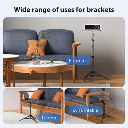 Projector Stand Tripod, Laptop Tripod Stand, Foldable Portable Projector Floor Mount, Height Adjustable from 17.7" to 45.2", with Folding Plate, Capacity 22lb, for Outdoor Movies, Home, Office