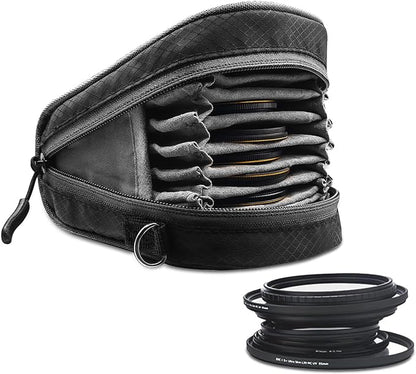 Lightdow Camera Filter Bag - Detachable 8-Slot Lens Carry Case with Belt Loop Pouch - Water-Resistant & Dustproof Design for 37mm-95mm Filters