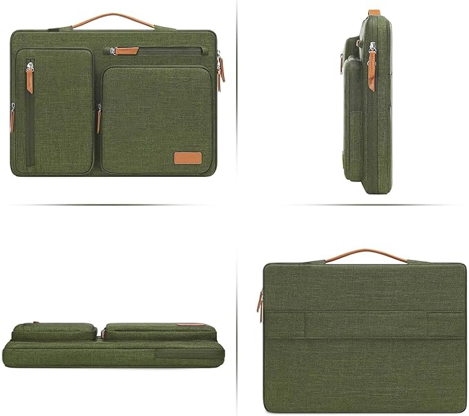 MOSISO 360 Protective Laptop Case 16 inch, 15-15.6 inch Laptop Sleeve Compatible with MacBook Pro 16, HP, Acer, Dell, Lenovo, ASUS, Side Open Carrying Case with 4 Zipper Pockets&Handle, Olive Green