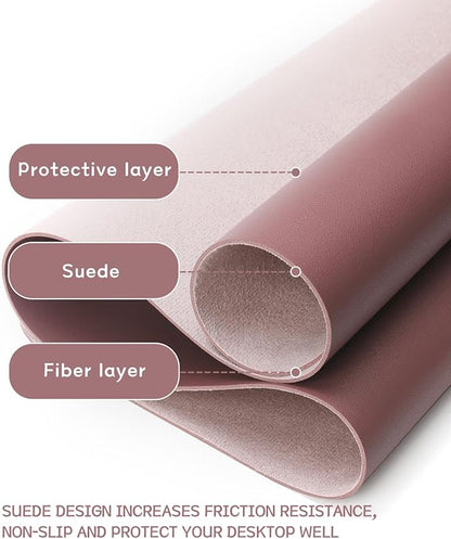 YSAGi Non-Slip Leather Desk Pad XL Size, Waterproof Laptop Computer Desk Keyboard Mat, Table Protector Blotter Mat, Large Mouse Pad for Office/Work/Home/Decor(Dark Pink, 47.2" x 23.6")-No Band