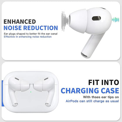 4 Pairs Ear Tips for AirPods Pro 1 & 2 [Relief Pain] [Fit in Case] Noise Cancellation Add Grip Sport Earbuds [US Patent Registered] (Medium)
