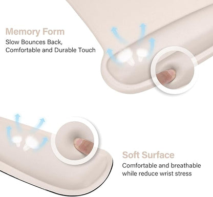 MOSISO Wrist Rest Support for Mouse Pad & Keyboard Set, Ergonomic Mousepad Non-Slip Base Home/Office Pain Relief & Easy Typing Cushion with Neoprene Cloth & Raised Memory Foam, Apricot