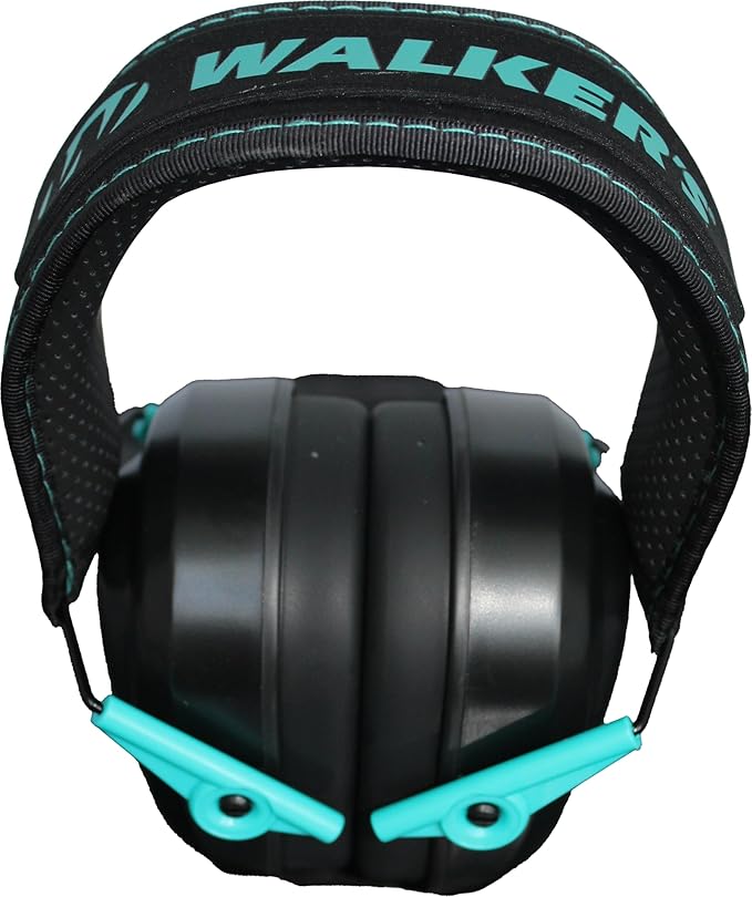 Walker's Razor Compact Passive Youth & Women's Noise-Blocking Hunting Gun Range Shooting Hearing Protection Muff, Comfort Headband w/Metal Wire Frame, Teal