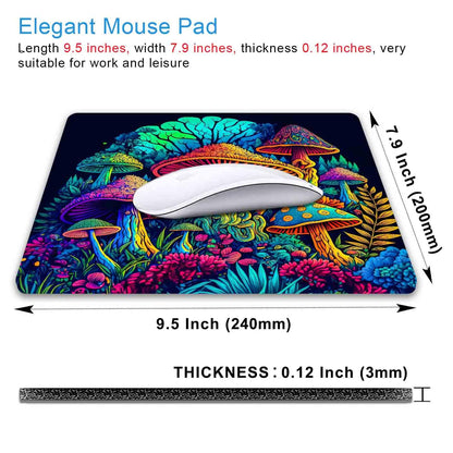 IMAYONDIA Psychedelic Mushrooms Mouse Pad, Colorfull Gaming Mouse Pad, Magical Forest Mousepad, Non-Slip Rubber Base Computer Mice Pad for School Home Office, 9.5 x 7.9 Inch, Aesthetic Modern Art