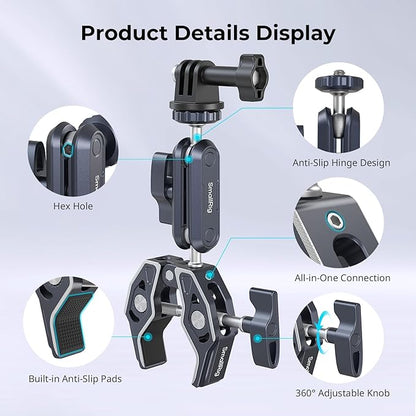 SMALLRIG Camera Mount Clamp 2-Pack, Ballhead Magic Arm with Adapter for GoPro, Camera Monitor Mount, Super Clamp for DSLR/Stabilizer - 5529