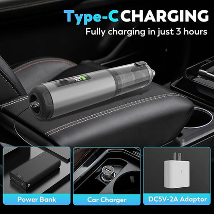 Cordless Car Vacuum Cleaner, 22000PA High Power Portable Handheld Car Vacuum & Air Duster, Mini Vacuum with LED Display, for Home, Office, Camping