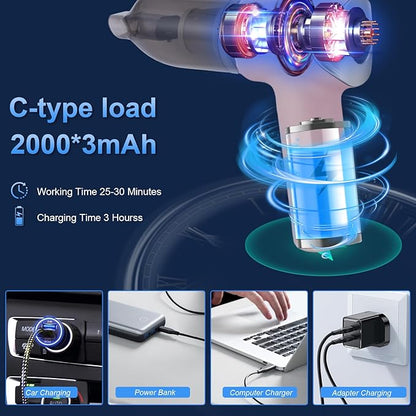 Handheld Car Vacuum Cleaner, 21000PA 4 in 1 Portable Rechargeable Brushless Motor Mini Cordless Car Cleaner, 120W High Power with Multi-Nozzles for Home Office Pet, Present for Girl Women Pink